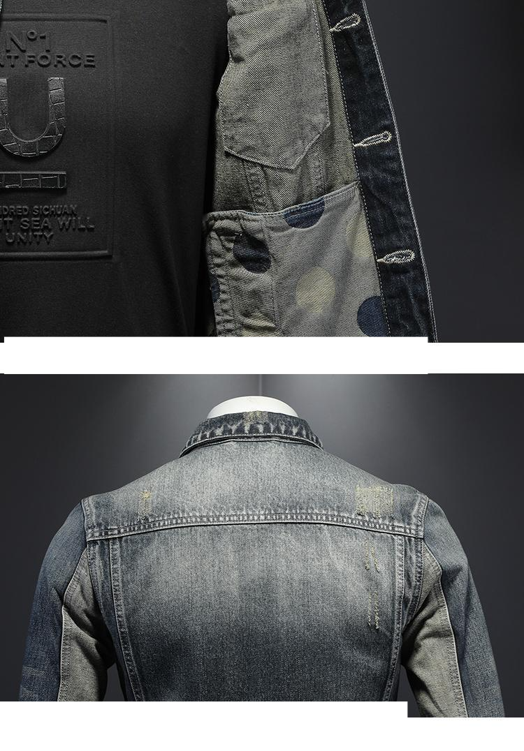 Herrenbekleidung, hochwertige, trendige Denim-Oberknopf-Vintage-Jeansjacke_voghion.com