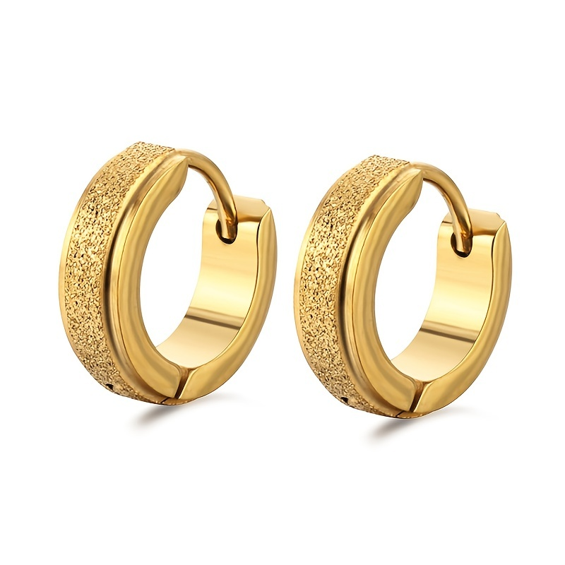 Fibbie per orecchie satinate in acciaio inossidabile sabbia pressata lucida colore argento dorato orecchini punk neri gioielli per feste regalo di compleanno_voghion.com