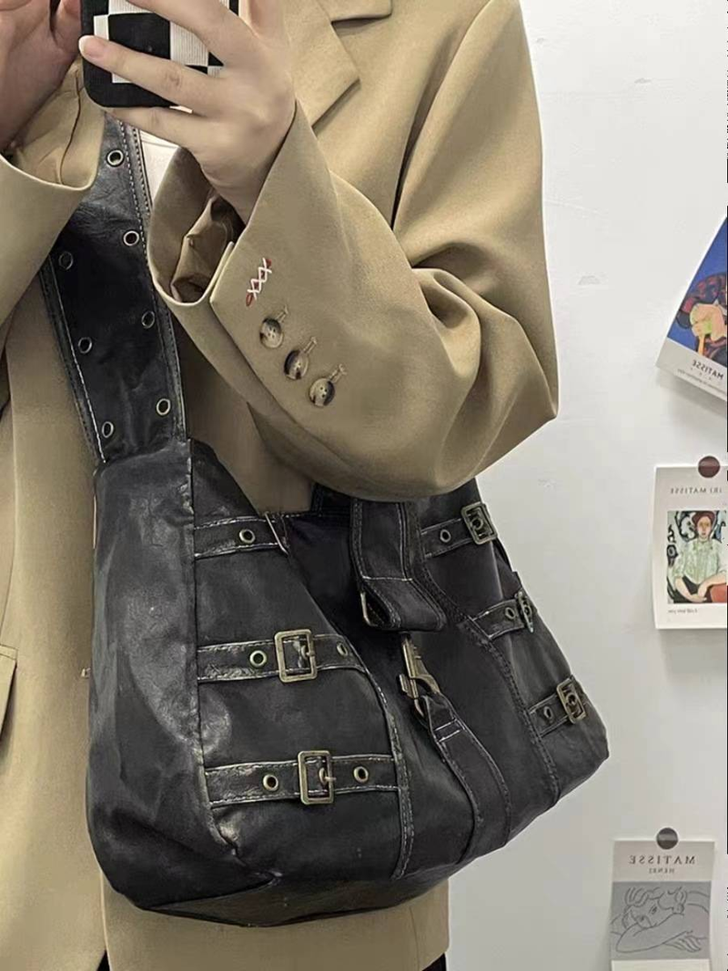 Große Tragetasche für Damen, neues High-End-Gefühl, Vintage-Einzelschulterhandtasche, breiter Schultergurt, Umhängetasche für den Arbeitsweg_voghion.com