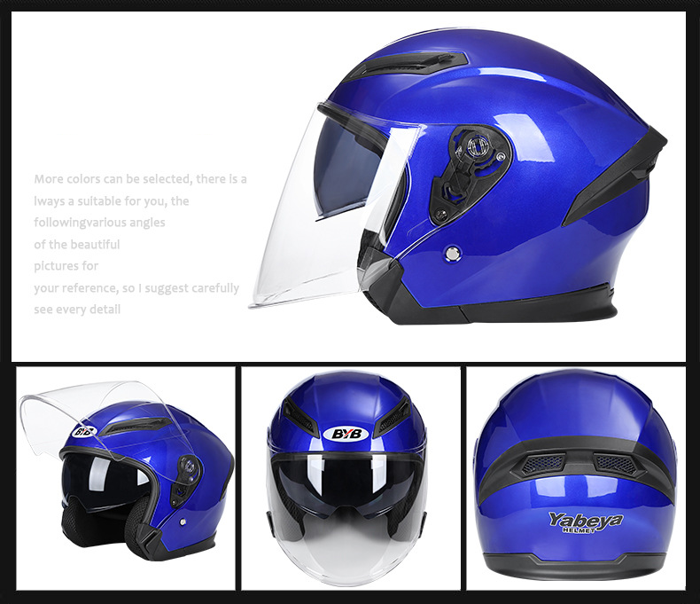 özel motosiklet kaskı elektrikli araç aküsü araba kaskı yetişkin erkek ve kadın yarım kask güneş koruması çift lensli kask_voghion.com
