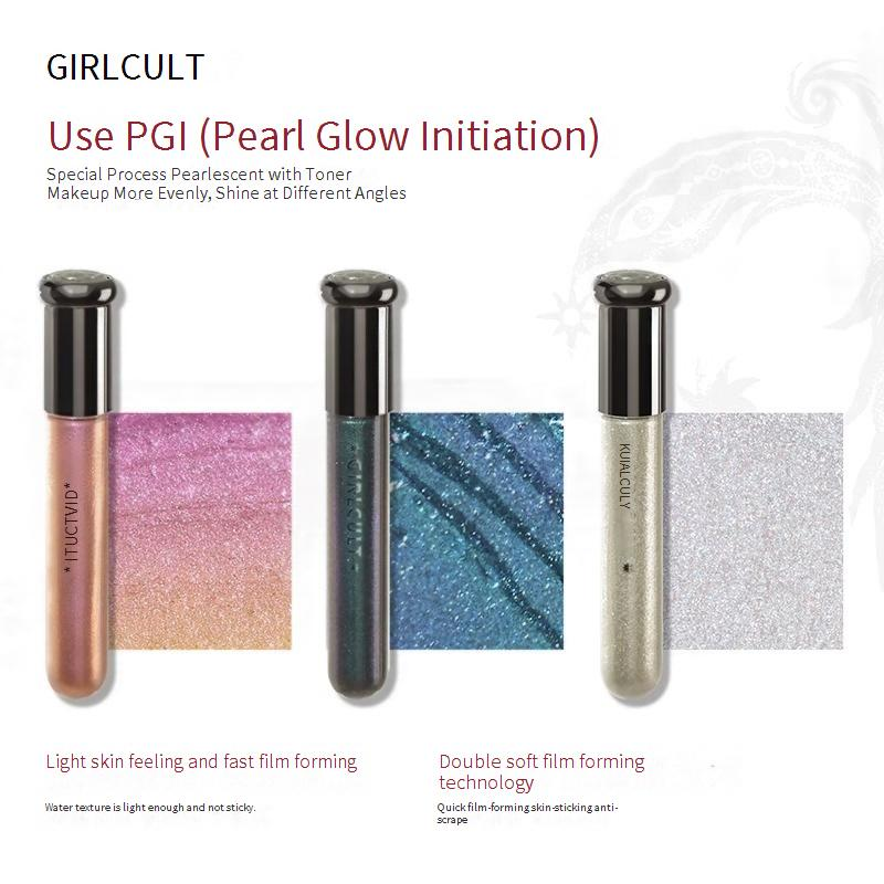 Fard à paupières liquide Girlcult Illusion, paillettes fines, œil caméléon scintillant, reflet ver à soie, fard à paupières monochrome_voghion.com