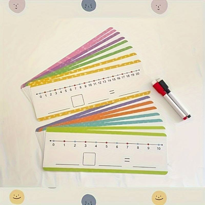 16pcs Dry Erase Number Line Cards, 0-10, 0-20 Number Line For Students, Homeschool Teacher Supplies, Classroom, Math Game Math Center High Quality_voghion.com
