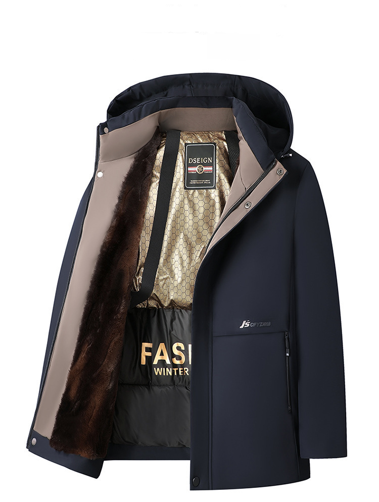 2024 Winter Nieuwe Heren Goud Mink Fluwelen Mid-Lengte Parka Dad's Middelbare Leeftijd Business Jas Plus Fluwelen Katoenen Gewatteerde Jas_voghion.com