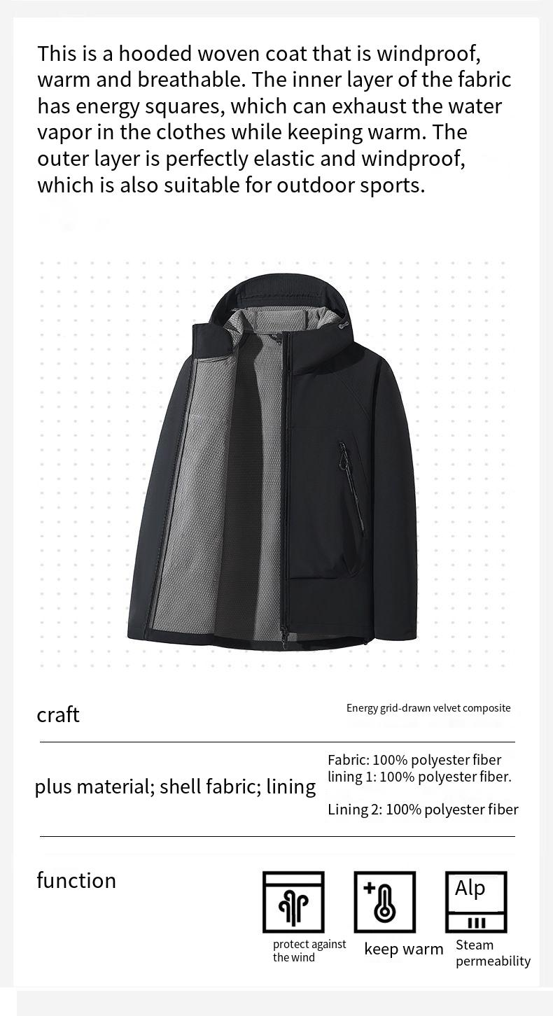 Leichte Softshelljacke für Herren und Damen – Winddichte, wasserdichte Outdoor-Sportjacke mit Kapuze zum Wandern, Skifahren, Camping_voghion.com
