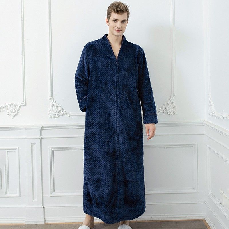 Ultra Soft Coral Fleece Robe For Men & Women - Winter Warm Plush Sleepwear, Oversized Long Length, Cozy Loungewear, Maternity & Plus Size Friendly_voghion.com