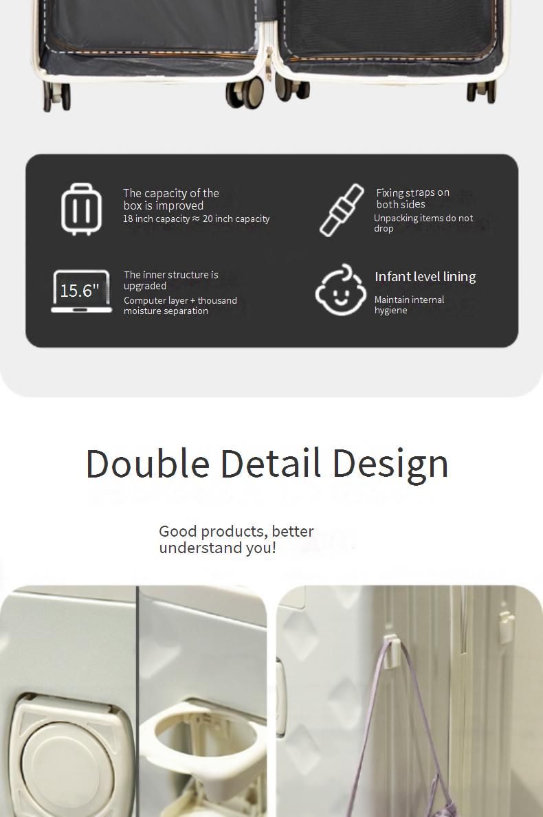 24-inch Stylish PC Luggage With Cup Holder & Phone Stand, Lightweight Spinner Suitcase For Travel, Geometric Pattern, (Multiple Colors & Sizes)_voghion.com