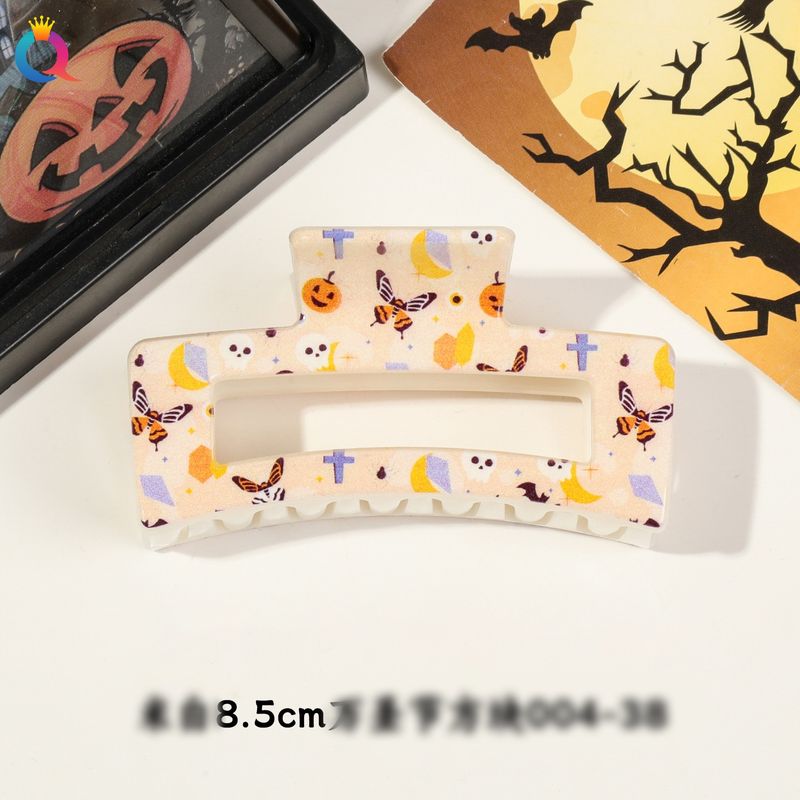 Multiple Patterns And Colors To Choose From Halloween Pumpkin Skull Witch 8.5-10.5cm UV Printing Square Clip Girls Headdress_voghion.com
