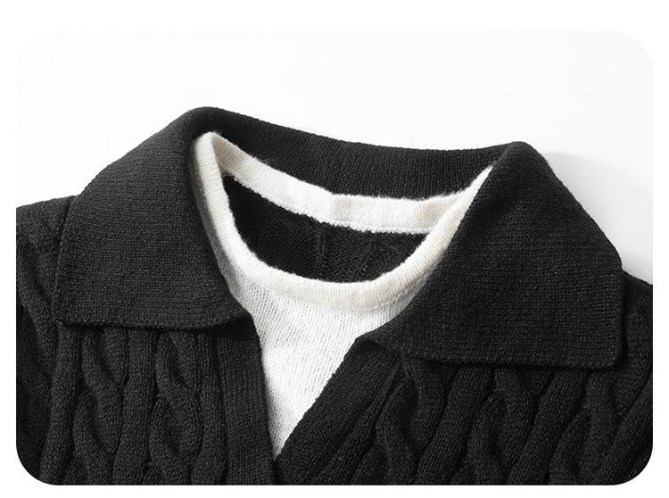 Pull oversize en maille torsadée pour femme, col en V, coupe ample et décontractée, couleur unie, idéal pour les superpositions automnales._voghion.com