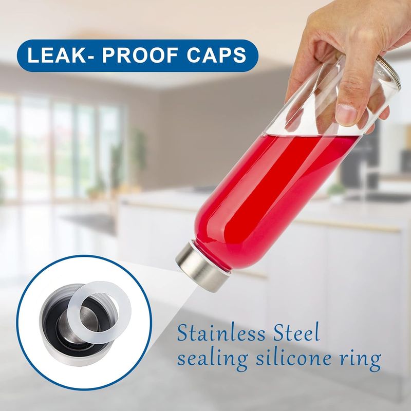 Bottiglia per succo/tazza da tè in vetro borosilicato da 18 once con coperchio a prova di perdite/conservazione per bevande in frigorifero_voghion.com
