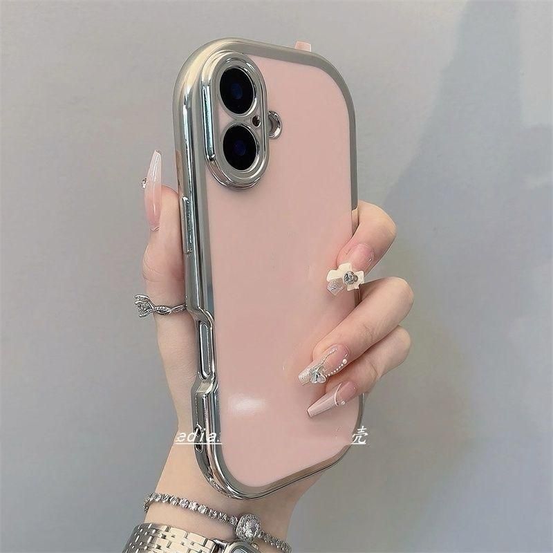 Custodia Oval Skin Sense IP16promax in silicone placcato IP15pro Custodia morbida Premium Sense IP14/13 Custodia protettiva a tinta unita Pellicola protettiva per lo schermo_voghion.com