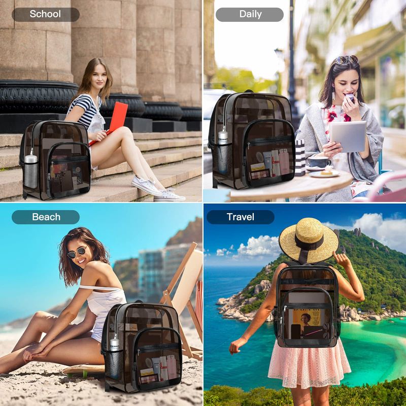 Zaino trasparente in PVC per sport all'aria aperta, borsa da viaggio con scomparto multistrato_voghion.com