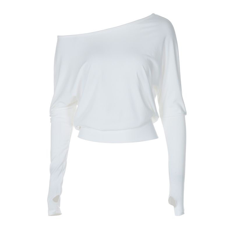 Damenbekleidung Schulterpullover T-Shirt für Frauen Lose Casual Slim All Match Tops_voghion.com