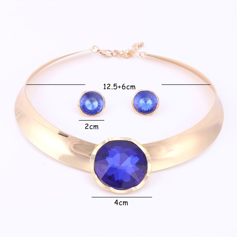 Kaklarota kulons Chunky Luxury Choker Unikāls Crystal paziņojums Kaklarota Auskari Sievietes Party rotaslietas komplekti_voghion.com