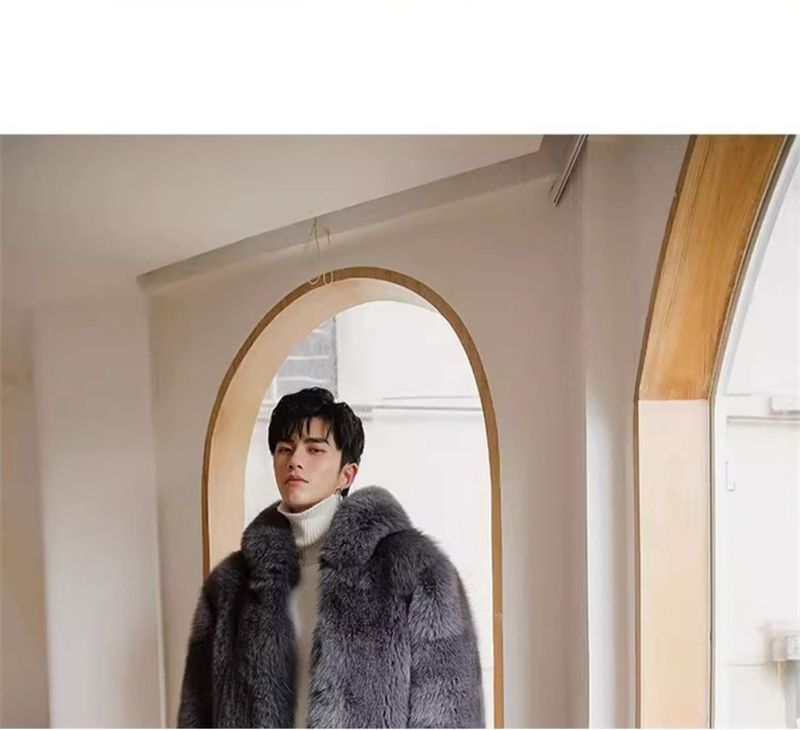 Modischer Kunstpelzmantel mit Kapuze für Herren – Toskana-inspirierte Winterjacke für Jugendliche (Grau & Schwarz, trendiger Streetwear- & Casual-Style)_voghion.com