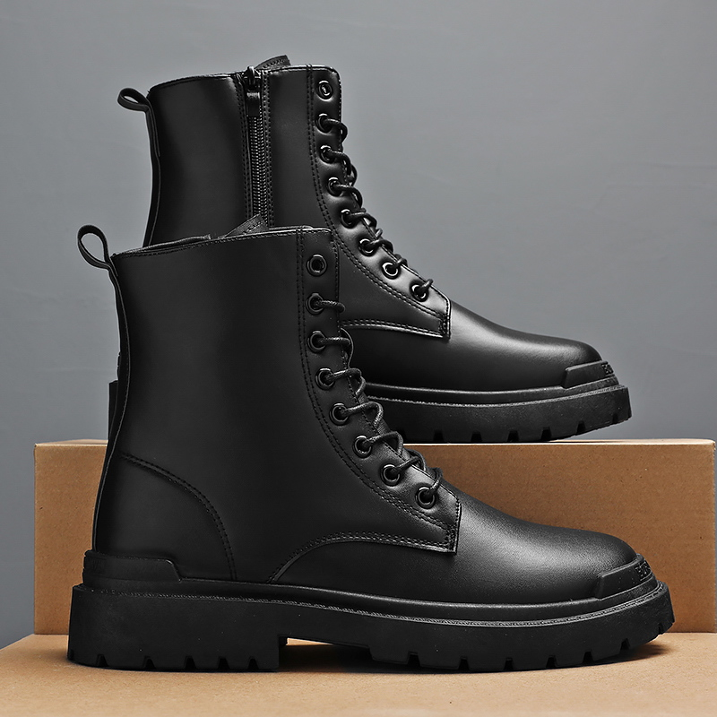 Automne hiver nouveau Martin bottes tendencia hommes haute bottes en cuir bottes de travail bottes de moto impermeables y antidérapant_voghion.com