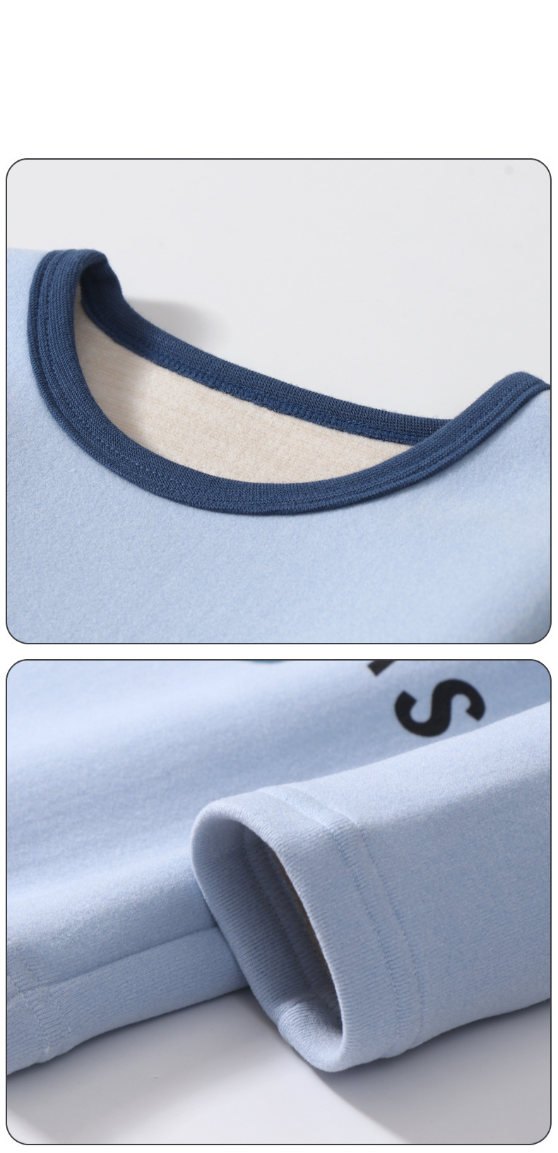 Conjunto de ropa de abrigo para niños, ropa interior gruesa de lana integrada para otoño e invierno, ropa interior gruesa de lana para niño_voghion.com