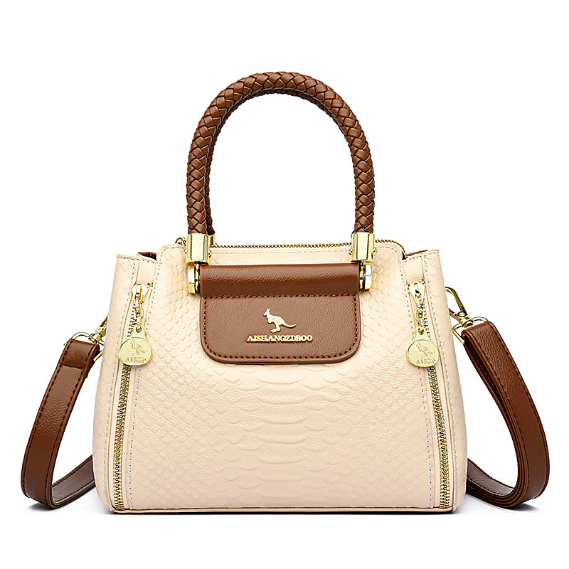Borsa a mano di grande capacità in vera pelle morbida da banco di canguro nuova borsa da mamma di mezza età con stampa coccodrillo monospalla a tracolla_voghion.com