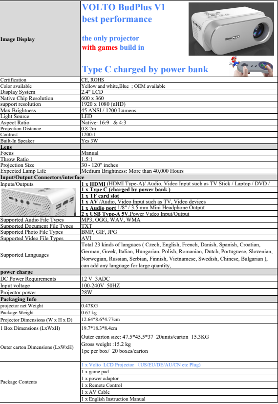 1pc High-definition Mini Lightweight Home Projector, Experience An Unprecedented Home Theater Experience_voghion.com