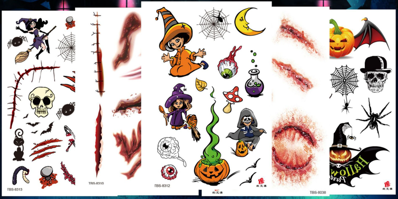 Halloween Tattoo mit simulierter Kinderrequisiten Narbe Lustige Narbe Wasserfester Wundaufkleber_voghion.com