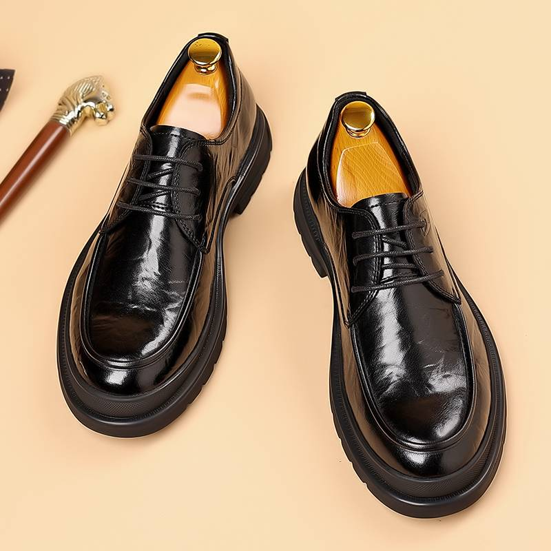 Modische Herrenschuhe im britischen Stil, schwarz, für formelle Anlässe, Derby-Schuhe aus Leder mit Schnürung, britisches braunes Bankettkleid, Hochzeitsschuhe_voghion.com