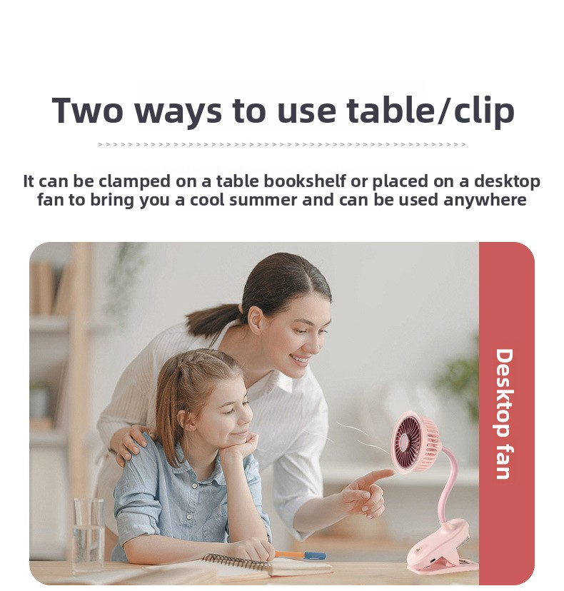 USB Clip Desk Fan With Rechargeable Battery - Mini Portable Fan For Office Car & Bedside_voghion.com