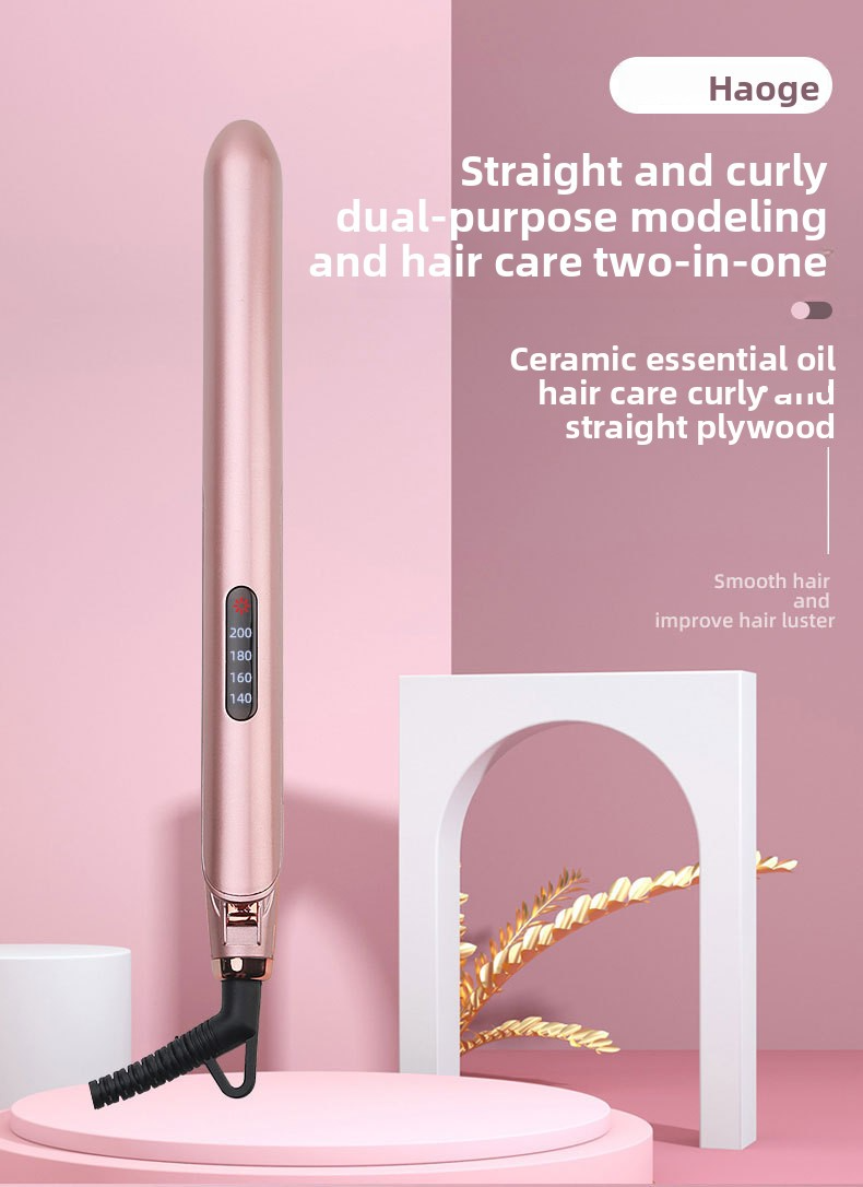 Mini Hair Straightener & Curling Iron - Dual Voltage For Wet/Dry Hair Anti-Scald Design With Ceramic Plates (Perfect For Air Bangs & Travel)_voghion.com