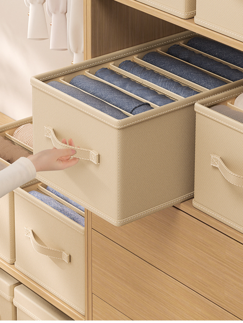 Wardrobe Clothes Storage Box 9 Compartment Wardrobe Organizer And Storage Box Foldable Linen Fabric Drawer Divider Box_voghion.com