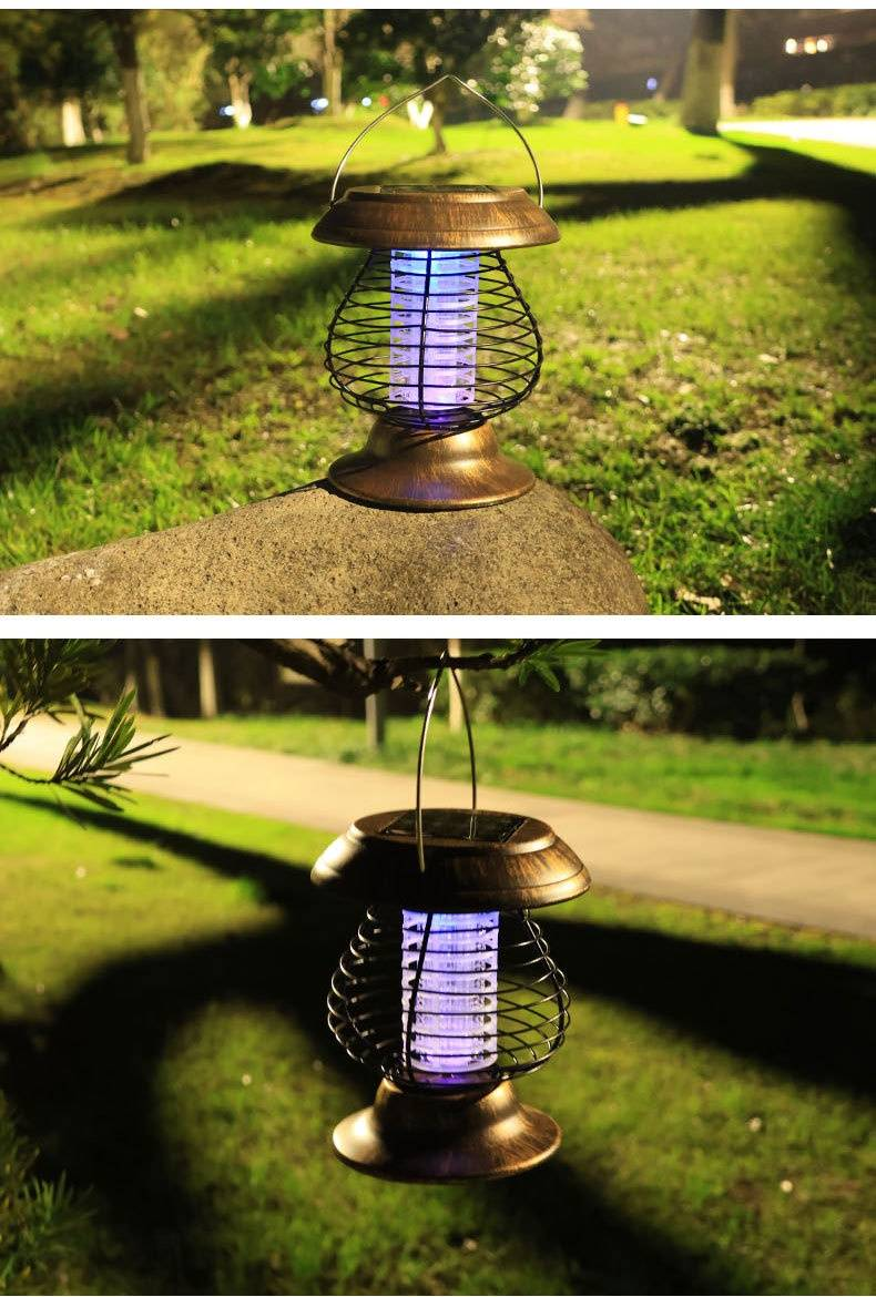 Portable Solar-Powered Mosquito Killer Lamp - Waterproof Outdoor Bug Zapper For Garden, Patio, And Camping, LED Light With 6-12H Illumination_voghion.com