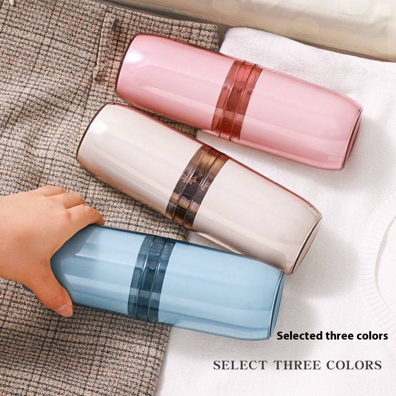 Portable Toothbrush Holder Set – Foldable Travel Toothbrush Cup With Mirror, Compact Bathroom Organizer For Home, Travel & Gym_voghion.com