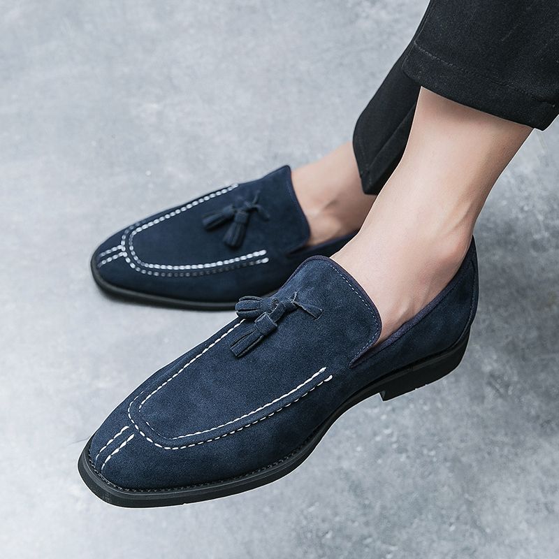 New Fashion Genuine Leather Tassel Business Casual Loafer Shoes For Men Black Business Formal Leather Shoes For Daily Office Casual Men's Shoes For Dr_voghion.com