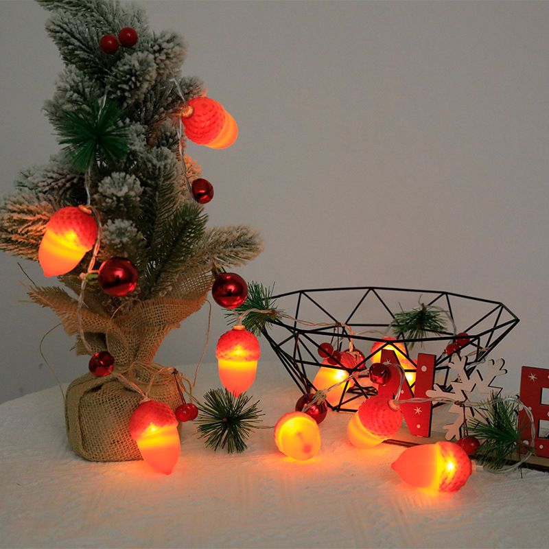 Festive Pinecone Berry LED String Lights - 2M 10LED Battery Operated Christmas Decor With Realistic Pine Needles & Red Berries_voghion.com