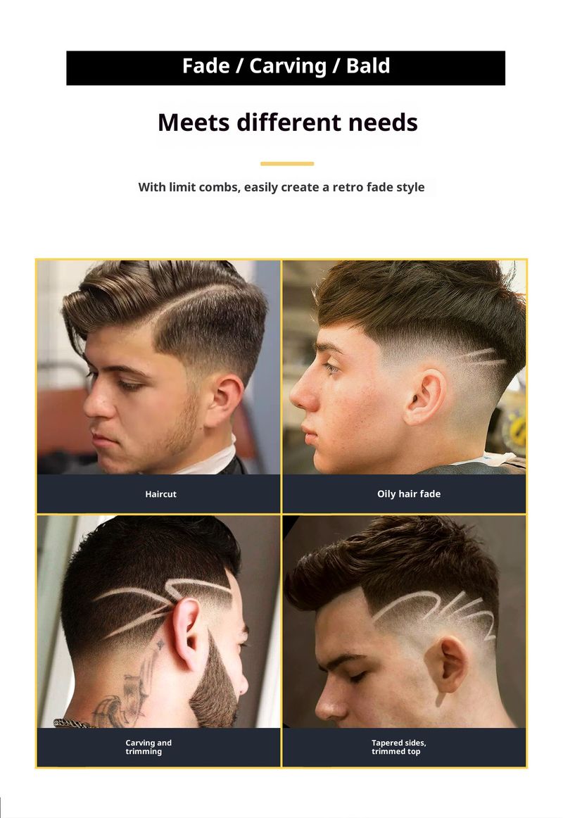 Tondeuse à cheveux rétro - Rechargeable par USB avec lames détachables en acier inoxydable, corps en métal vintage et moteur silencieux_voghion.com