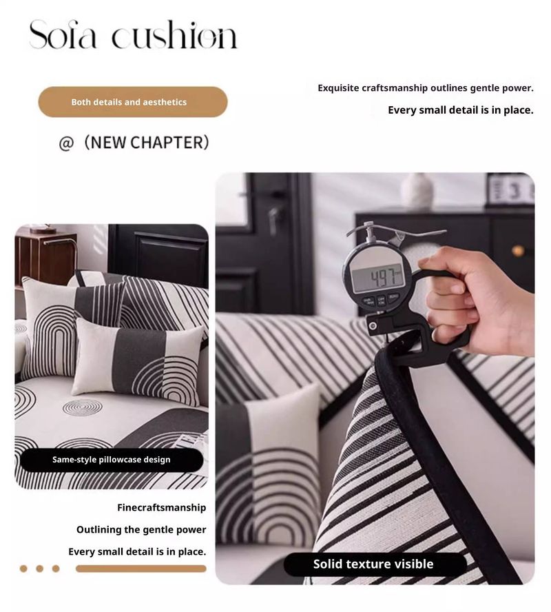Set di fodere per cuscini in ciniglia per divani - Reversibili, antiscivolo, design a righe per divani modulari (dimensioni personalizzate, stile minimalista)_voghion.com