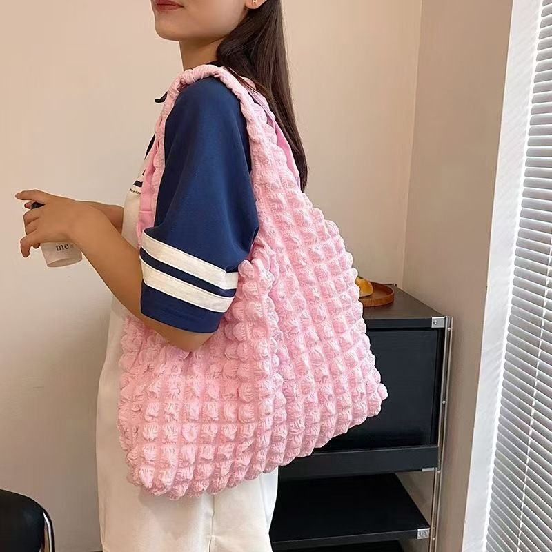 Damen-Tragetaschen, faltbare Luftpolstertasche, Schultertasche für Mädchen, Lunchtasche, große Kapazität, Wolken, Unterarm-Tragetasche_voghion.com
