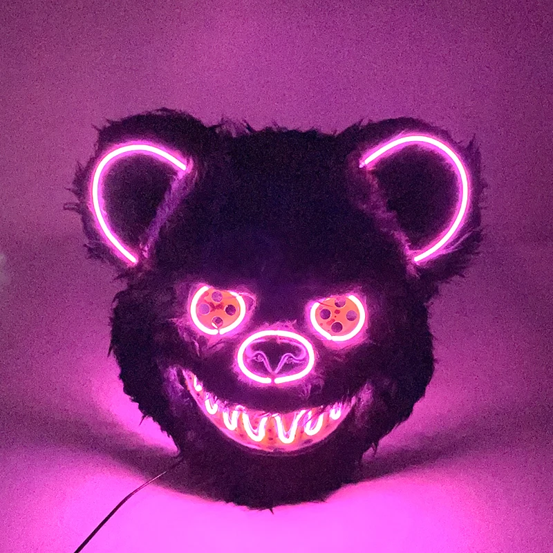 New Halloween Light-Up Animal LED Glowing Bear Mask Neon Light Character_voghion.com