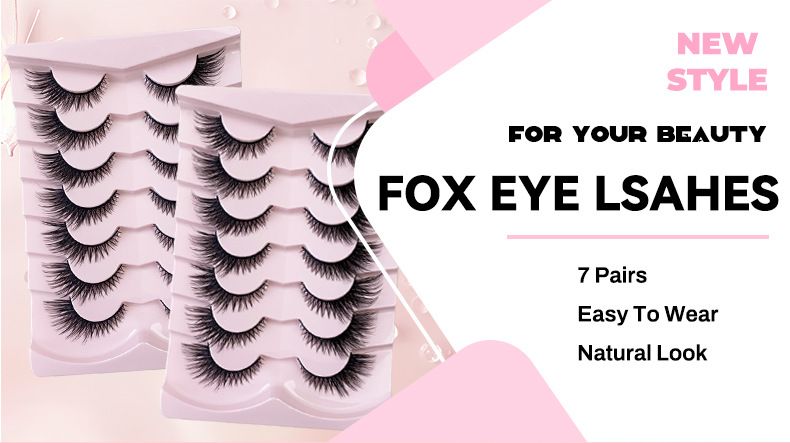 Skew fly fox false eyelashes 7 pairs of eye tail lengthened eyelashes in one piece_voghion.com