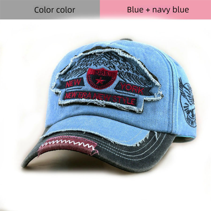 Neu 1985 Brief Stickerei NEW YORK Baseball Gewaschen Vintage Baumwolle Patchwork Farbe Block Outdoor Duckbill Cap_voghion.com