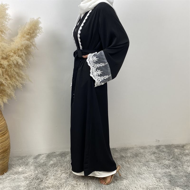 Nueva Abaya musulmana de encaje de Dubái, vestido islámico Nida, moda con bolsillo, túnica larga informal para mujer, ropa turca Eid, caftán marroquí_voghion.com
