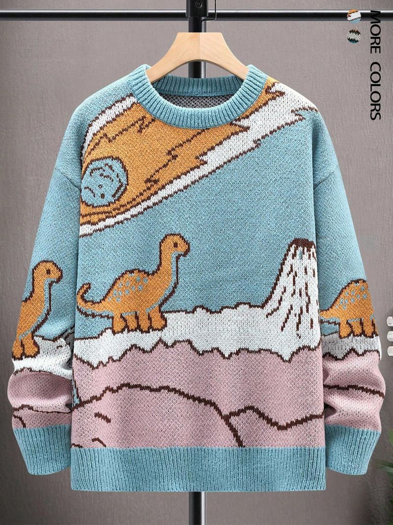 Men's Fashion Knit Sweater Casual Long Sleeve Crewneck Pullover For Streetwear Autumn Winter Comfortable Stretchable Machine Washable_voghion.com