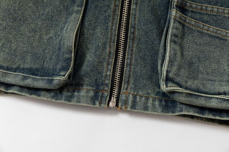 Eon Modish 2025 Autumn New American Street Style Functional Multi-Pocket Hooded Denim Vest Jacket_voghion.com