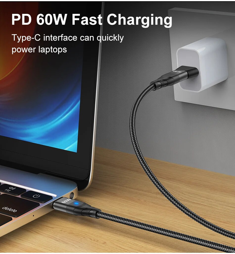 ULSION 60W PD Fast Charger To Type C Micro Magnetic Data Cord 3A USB Cable For IPhone 13 Book Huawei Samsung S22_voghion.com