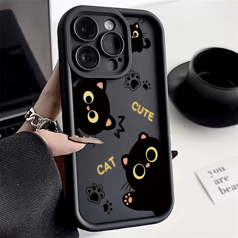 Custodia per telefono per Xiaomi Redmi 14C 13C 12C Redmi Note 13 12 Pro Plus 5G 12S 11S 11 10S 10 13 4G Lovely Black Cat Soft Bumper Cover_voghion.com