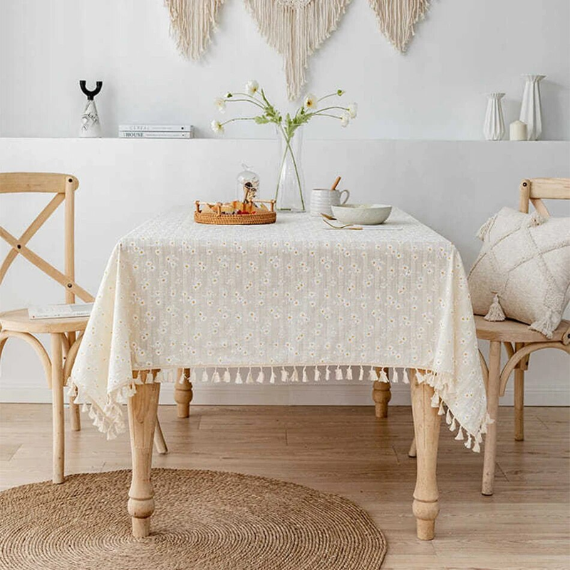 Tovaglia floreale in cotone stile coreano Copritavolo rettangolare con decorazione del tè per la sala da pranzo della cucina_voghion.com