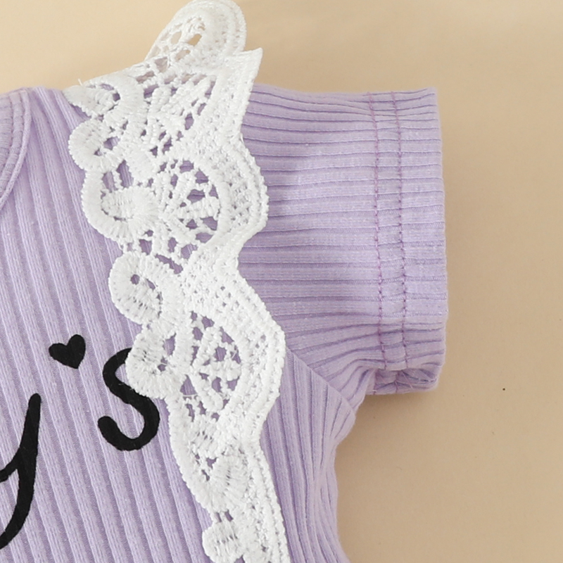 Babies' clothes Summer baby girl lace short-sleeved triangle romper top shorts girls lace letters short-sleeved flower bow tide_voghion.com