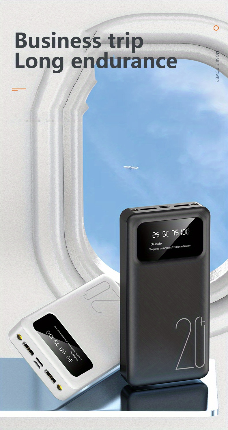 10000/20000 MAh High-capacity Portable Power Bank, 5V2.1A Portable USB Charger, Compatible With Android/iPhone Devices_voghion.com