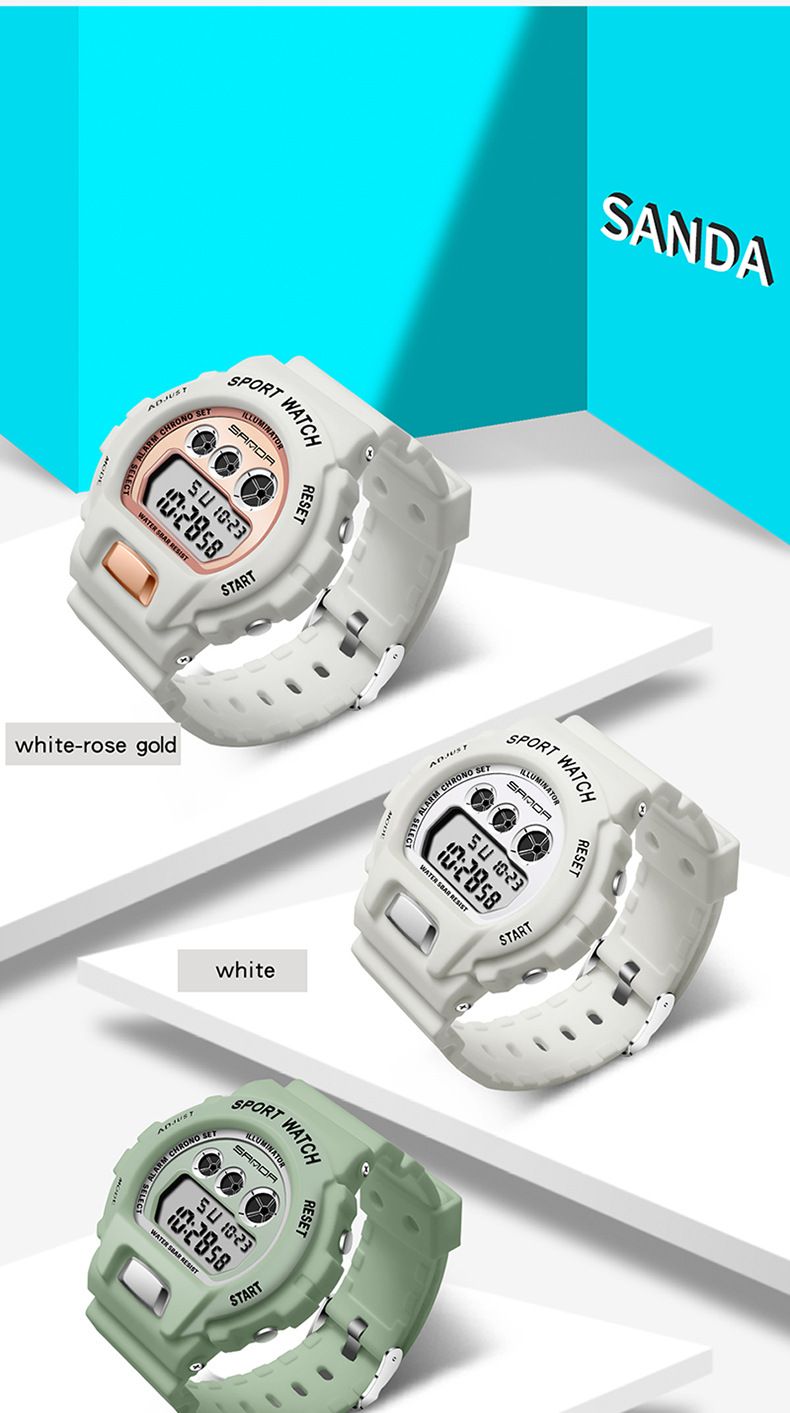 Unisex Digital Watch With LED Backlight, Waterproof & Lightweight Resin Strap For Students & Teens Fashion Trend Electronic Watch Student_voghion.com