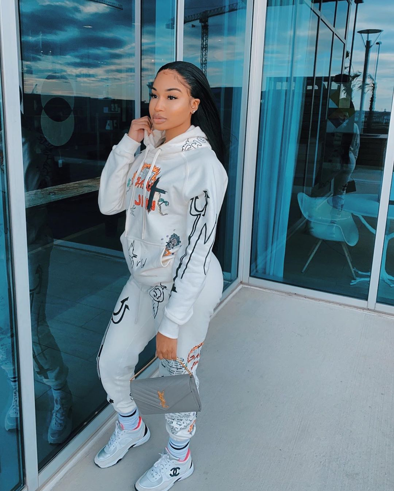 Women's letter printing casual two-piece sweatshirt suit_voghion.com