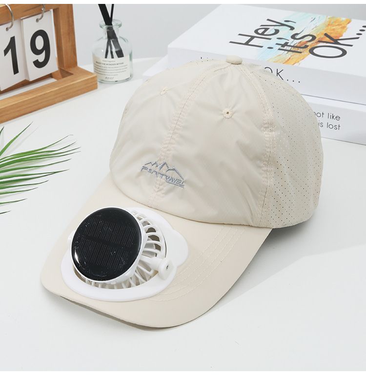 Sommer-Solarlade-Digital-Dislay-Ventilator für den Außenbereich, schnelltrocknender Sonnenschutz, breiter, atmungsaktiver Krempenhut, Entenschnabel_voghion.com