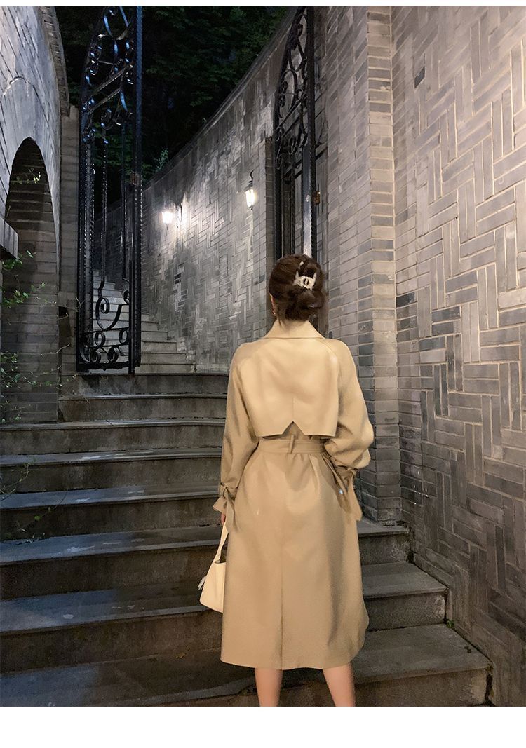 Elegante lange trenchcoat in Koreaanse stijl voor dames - Afslankend, flatterend en veelzijdig bovenkleding voor kleine tot grote maten_voghion.com