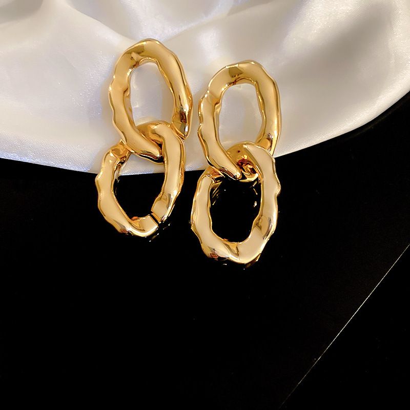Orecchini a bottone in metallo argentato con perle geometriche, stile francese, personalità, moda, temperamento, nuovi gioielli_voghion.com